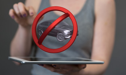 car ban sign symbol 3d