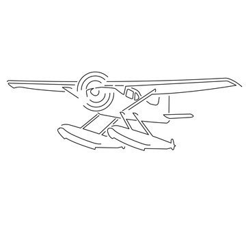 Small seaplane isolated vector illustration. Hydroplane icon