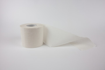New toilet roll on white background