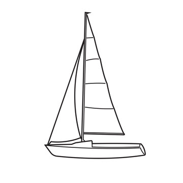 Small sailboat vector illustration. Small boat with sail