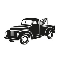 Old vintage tow truck vector illustration. Retro service vehicle.