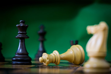 Chess photographed on a chessboard