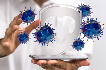 Corona Virus Healthcare Concept. Coronavirus protection Pandemic Sars Fever.