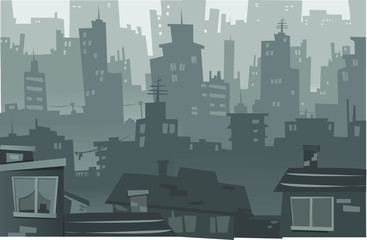  Illustration of big city, with gray background vector