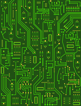 Illustration of circuit board, with green background vector