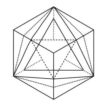 Black and white vector sketch of a tattoo set geometric shape, triangle, polygonal. Line art, line shape, tattoo design, vector illustration.