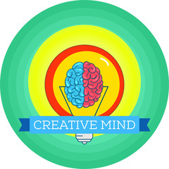 Illustration of creative mind brain , with nice background vector