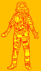 Fototapeta na wymiar Illustration of gadget man, with yellow background vector