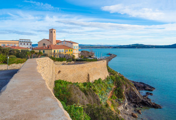 Fototapeta na wymiar Talamone (Tuscany, Italy) - A little village with port and castle on the sea, in the municipal of Orbetello, Monte Argentario, Tuscany region