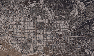 Barcelona, Spain city map 3D Rendering. Aerial satellite view. - obrazy, fototapety, plakaty