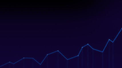 Simple light blue line graph on a blue blackground in 4k resolution. Abstract stock market analysis or finance background.