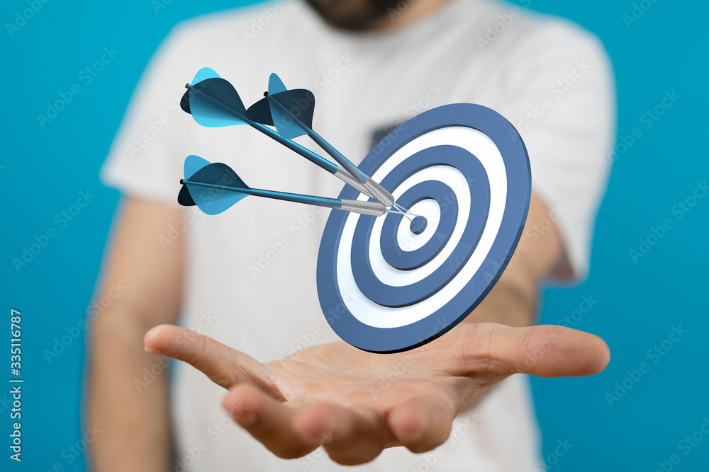 Poster dart target arrow hitting on bullseye which is the ultimate goal that everyone wants.