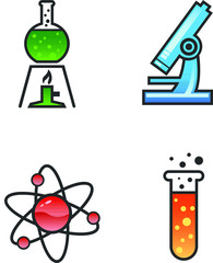 Illustration of science icons, with white background vector