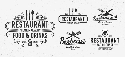 Rolgordijnen Restaurant logo set. Vintage restaurant emblems. Restaurant labels, emblems, logo. Vector logo template © Denys Holovatiuk