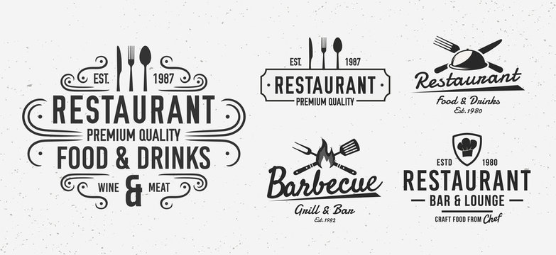 Restaurant logo set. Vintage restaurant emblems. Restaurant labels, emblems, logo. Vector logo template