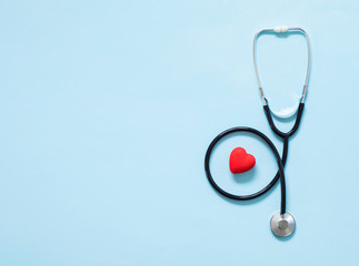 stethoscope on blue background