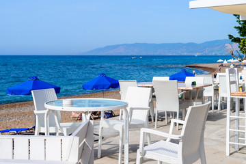 cafe on the beach of the Mediterranean Sea in Cyprus