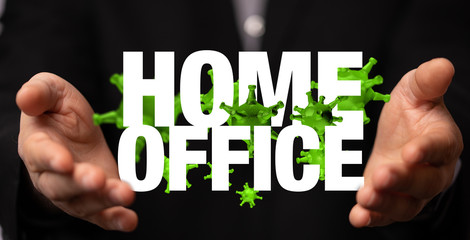 Home office suffering from a cold  at work and at home.