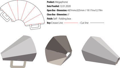 Megaphone structural design die cut vector