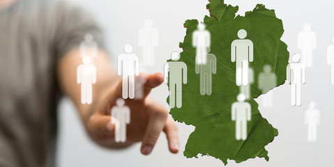 3D map of Germany. Map of Germany land border with flag. Germany map on white background. 3d...