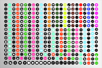 Set of 360 Minimal colorful icon vector
