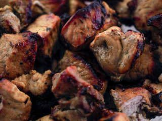Grilled meat cooked on skewers