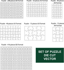 Set of puzzle die cut vector