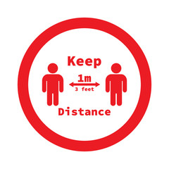Safety distance 1 meter for covid-19 coronavirus. Recommended social distance.