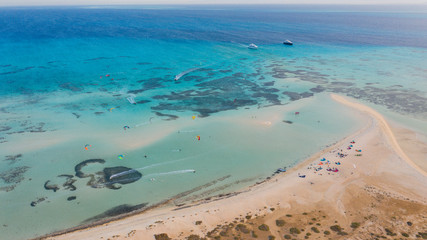 Kiteboarding on an island in the red sea, Egypt