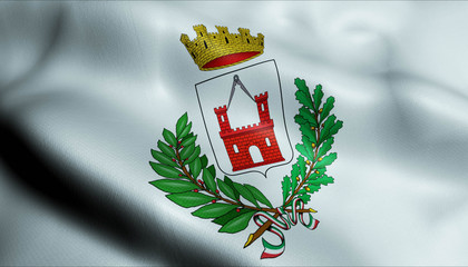  3D Waving Italy City  Flag of Sesto San Giovanni  Closeup View.