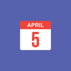 calendar - April 5 icon illustration isolated vector sign symbol