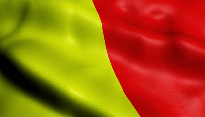  3D Waving Italy City  Flag of Bergamo Closeup View.