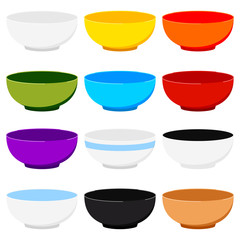Soup bowl icons set isolated on white background.