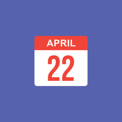 calendar - April 22 icon illustration isolated vector sign symbol