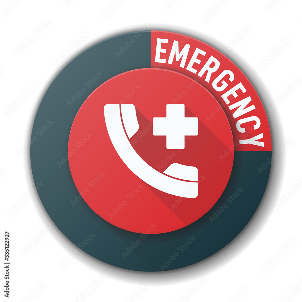 Wall mural Call Emergency Medical button vector sign label illustration