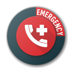 Fototapeta premium Call Emergency Medical button vector sign label illustration