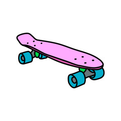 penny board doodle icon, vector illustration