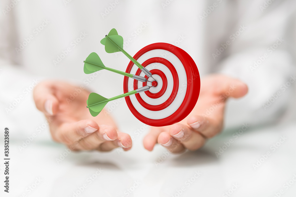 Aufkleber dart target arrow hitting on bullseye which is the ultimate goal that everyone wants.