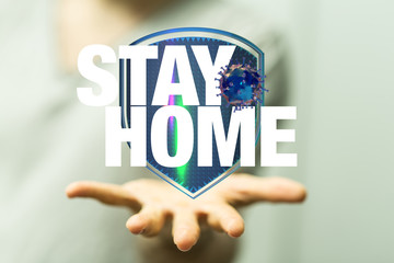 Stay home digital stay safe 3d.