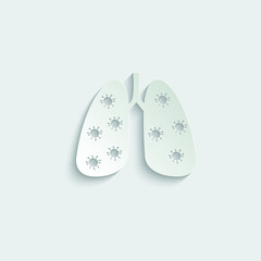 paper lungs icon covid 19 sign. lungs with virus icon vector