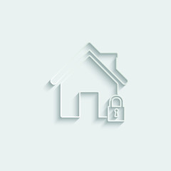paper lockdown icon home icon with lock symbol quarantine stay home sign