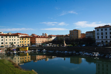 Fototapeta na wymiar Livorno, Italy: view of the port of the city