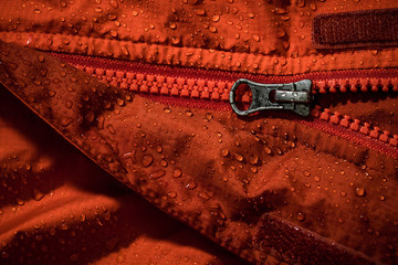 Rain Wet Zipper Orange Raincoat © Cory