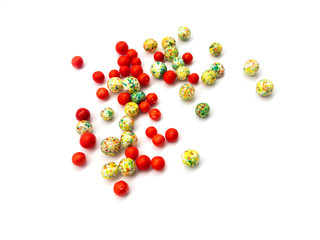 Foam plastic bait isolated on white background. Balls for fishing. Bait for fish. Lure. 