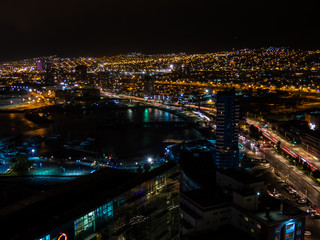 Antofagasta, Chile; June 5, 2019: Night city and colorful colors.