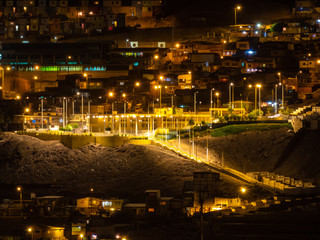 Fototapeta na wymiar Antofagasta, Chile; June 5, 2019: Night city and colorful colors.