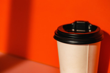 Man hand coffee cup. Coffee time. Hand. Man. Good morning. Background. Drink. Plastic. Cafe.