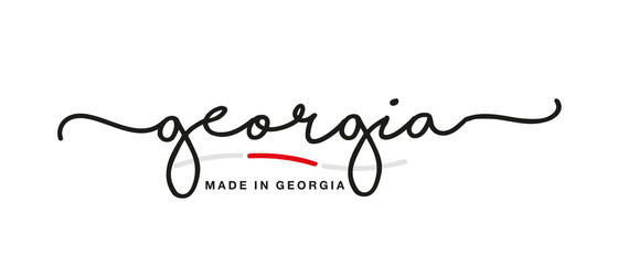 Made in Georgia handwritten calligraphic lettering logo sticker flag ribbon banner