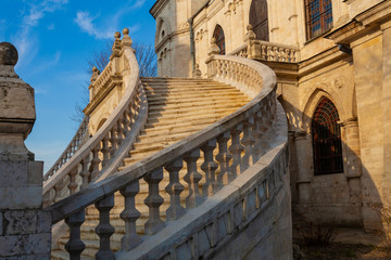 Picturesque stone staircase of an old orthodox church