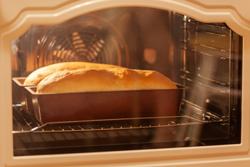 homemade bread is baked in the oven